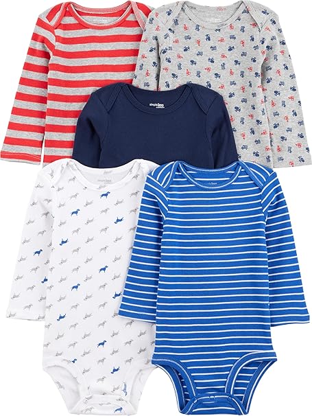 🫧 Body Pacote com 5 bodies de manga comprida Simple Joys by Carter'sUnisex Bebê tam 0-3m
