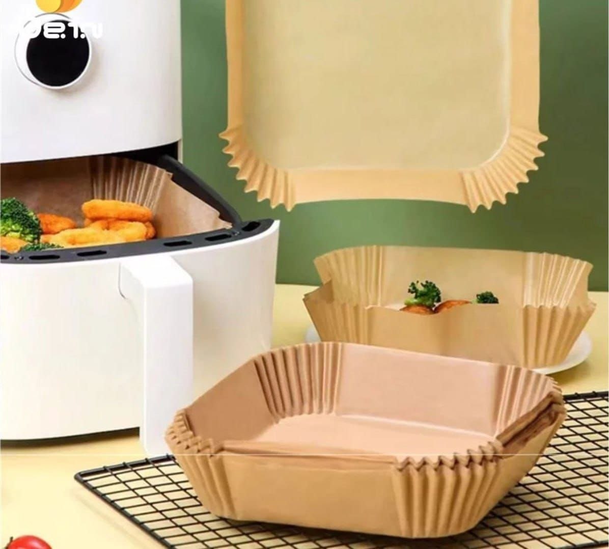 🛍️ Forma Descartável Papel Airfryer Antiaderente Para Cozinha