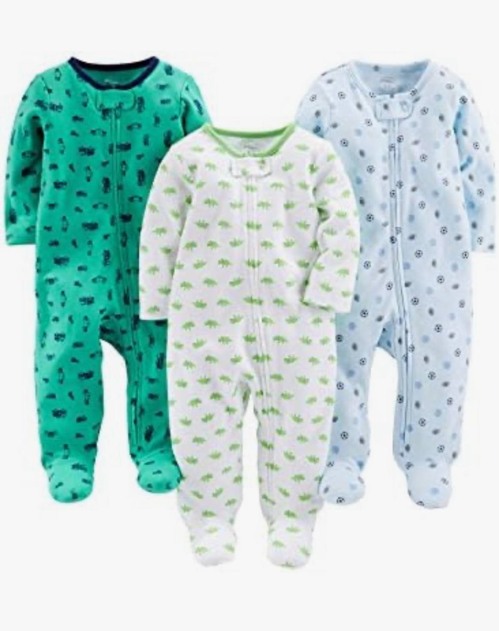 🫧 Macacão de dormir para bebês Cotton Sleep and Play, Pack of 3 Simple Joys by Carter's,