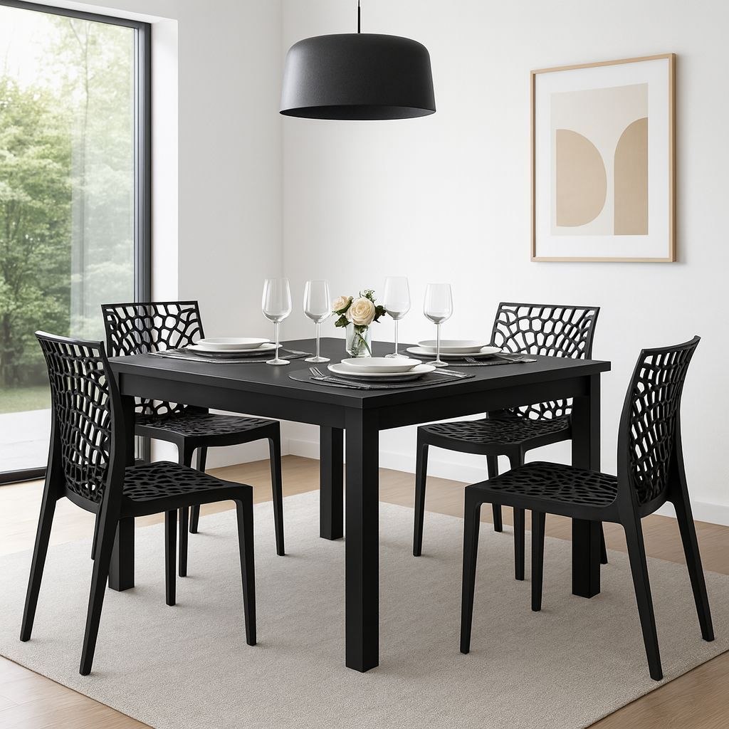 - QUEIMA DE ESTOQUE - Mesa de Jantar Quadrada Industrial – Design de Madeira p/ 4 Lugares