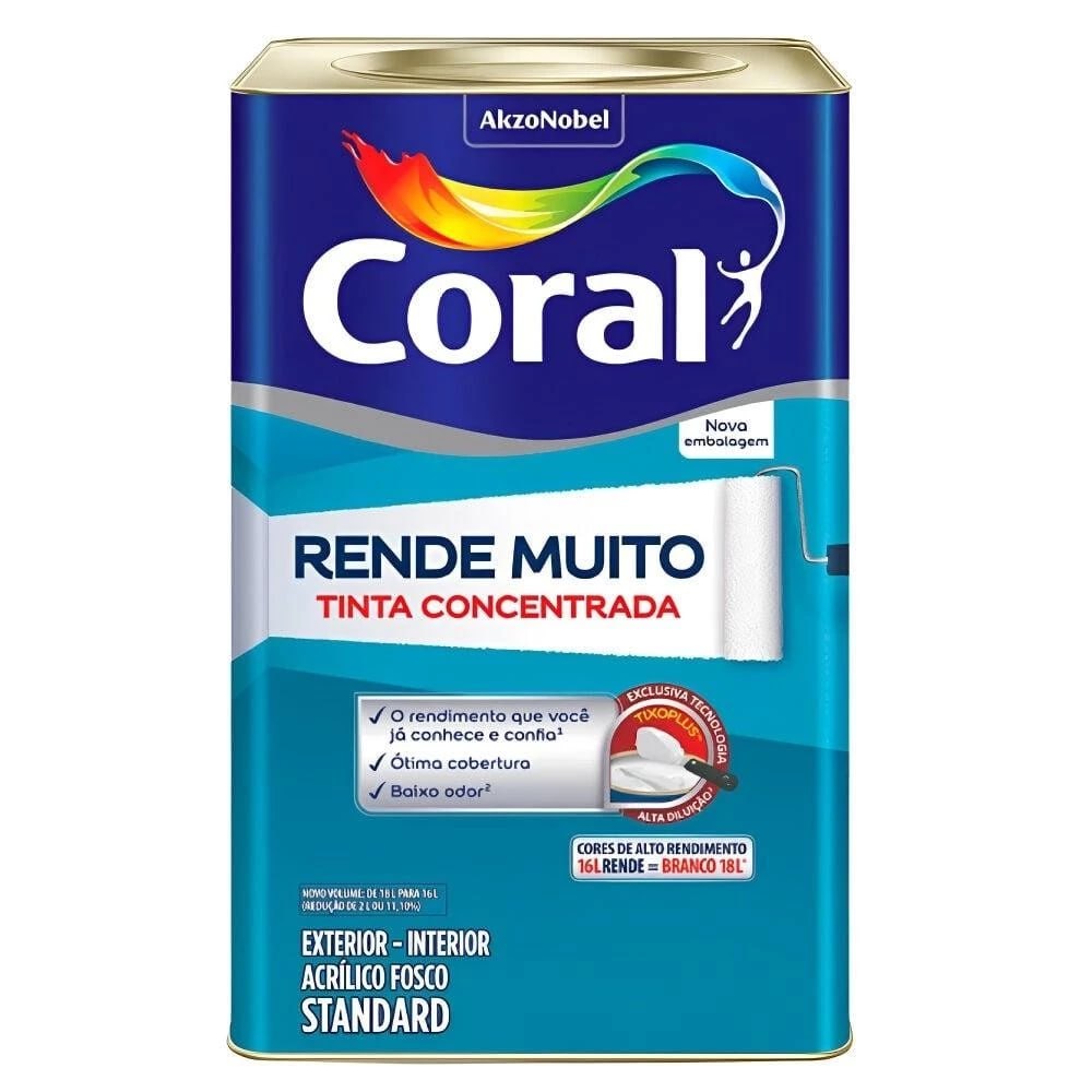 🎨Tinta Acrílica Fosco Rende Muito Coral 16L Diversas Cores
