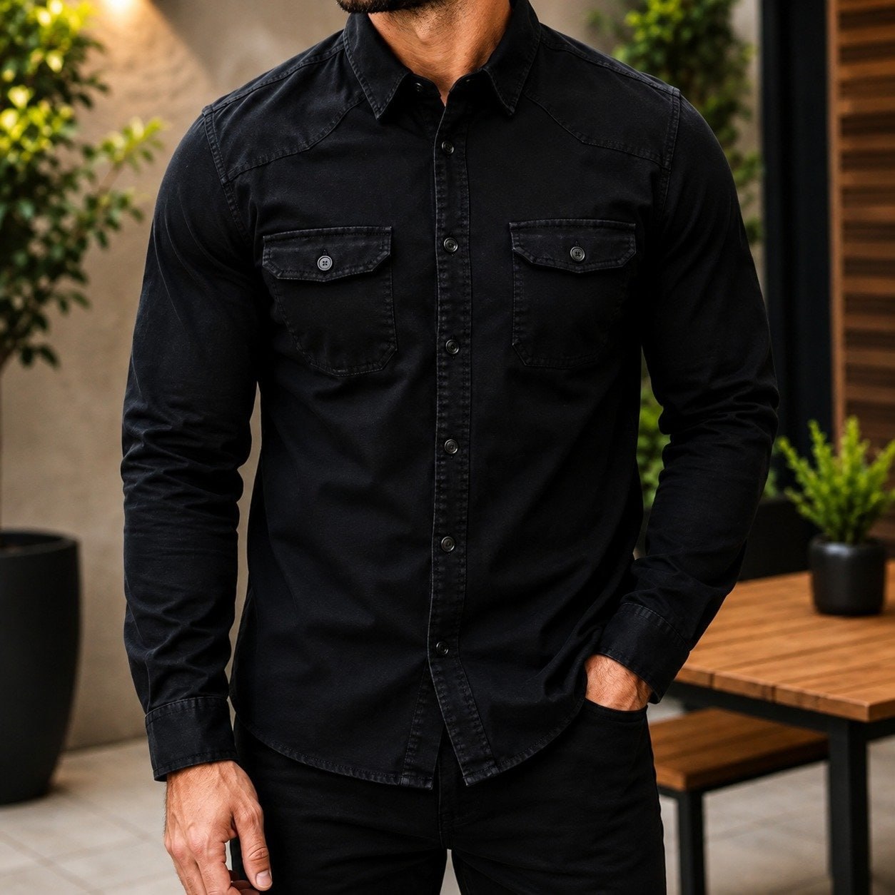 CAMISA JEANS PRA DAR UM CHARMINHO ATÉ NA FILA DO PÃO. 😎