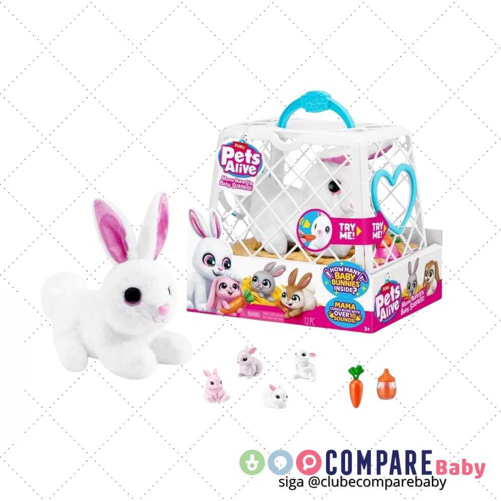 😍 Candide, Pelúcia, Pets Alive, Mamãe Coelha - Mama Bunny Surprise