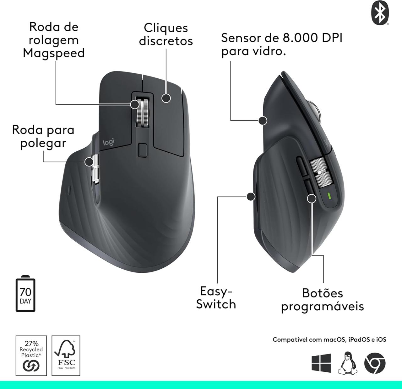 🖱️ ERGONÔMICO E SILENCIOSO