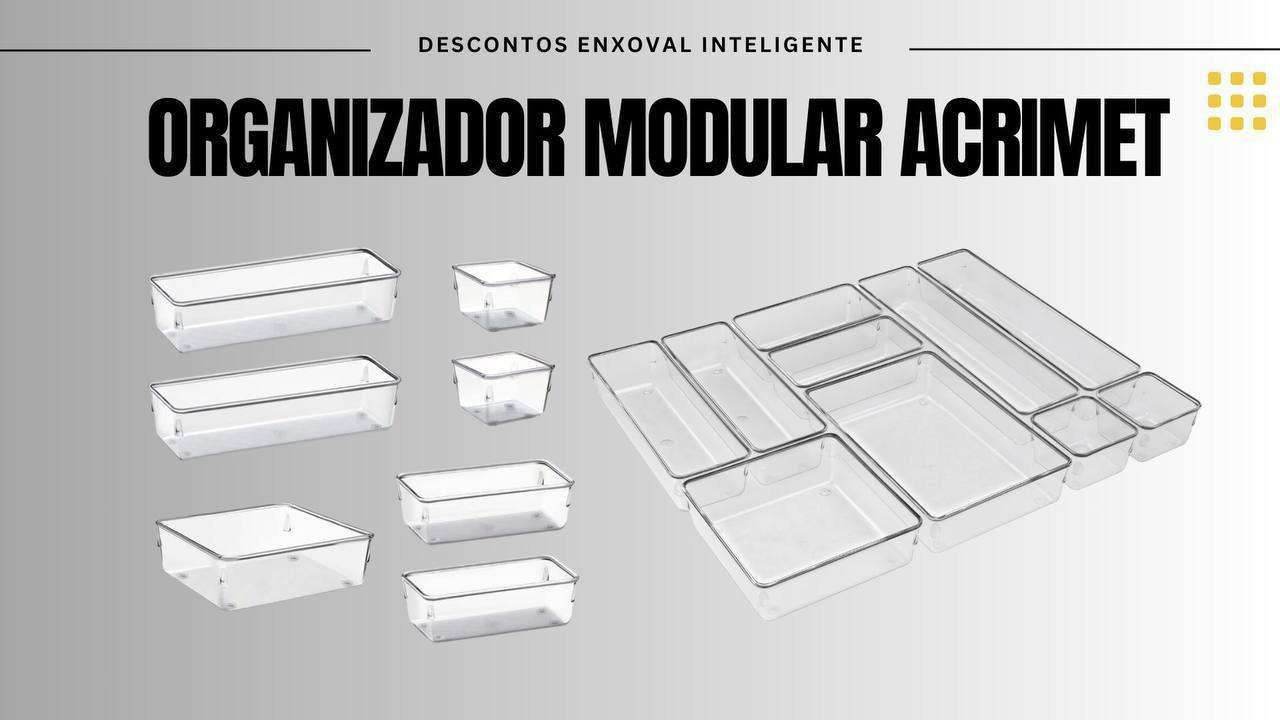🫧 Organizador Modular Acrimet para Gavetas, Bancadas e Armários, Plástico Transparente