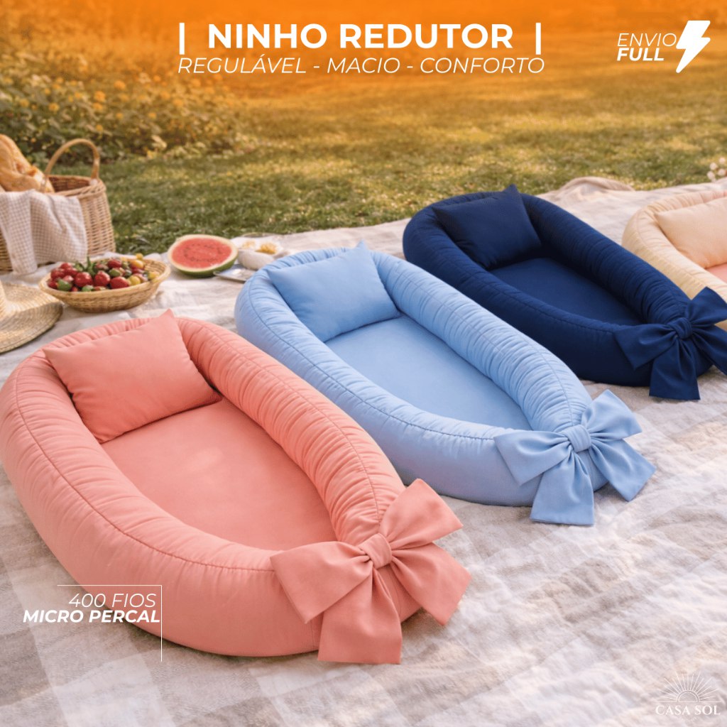 🛍️ NINHO REDUTOR DE BERÇO  |  COM REFIL E ZÍPER  |  400 FIOS  |  MICROPERCAL  |  DUPLA FA
