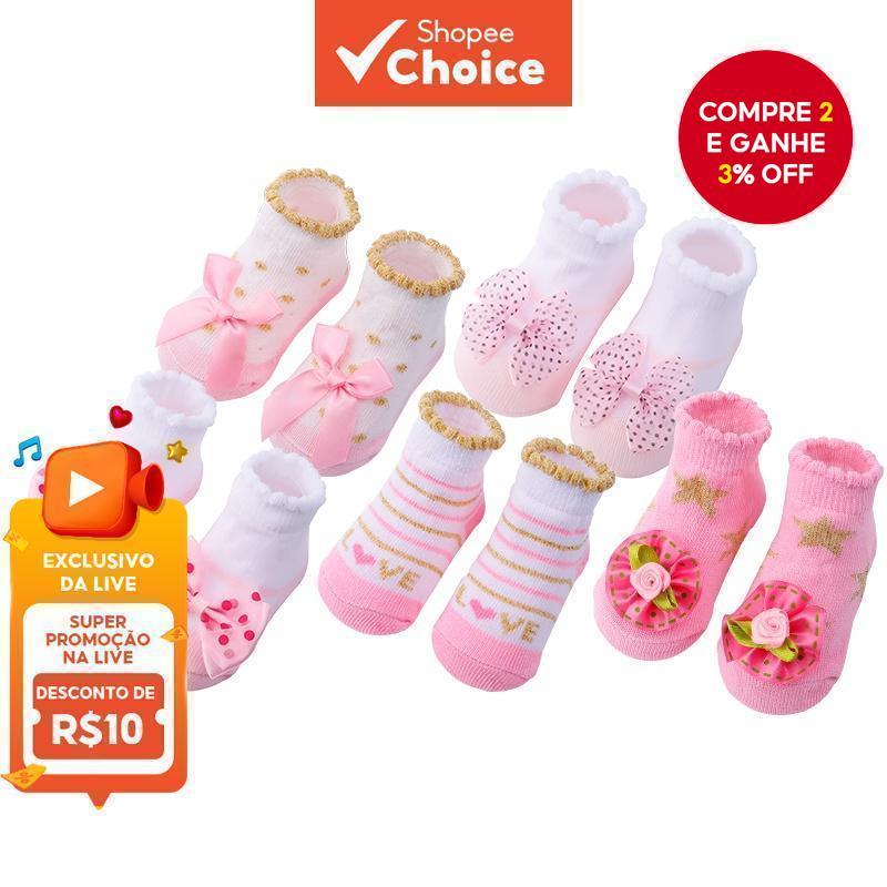 🛍️ Meias De Algodão Para Bebês Meninas Acessórios De Desenho Animado 5 Pares/Conjunto Rec