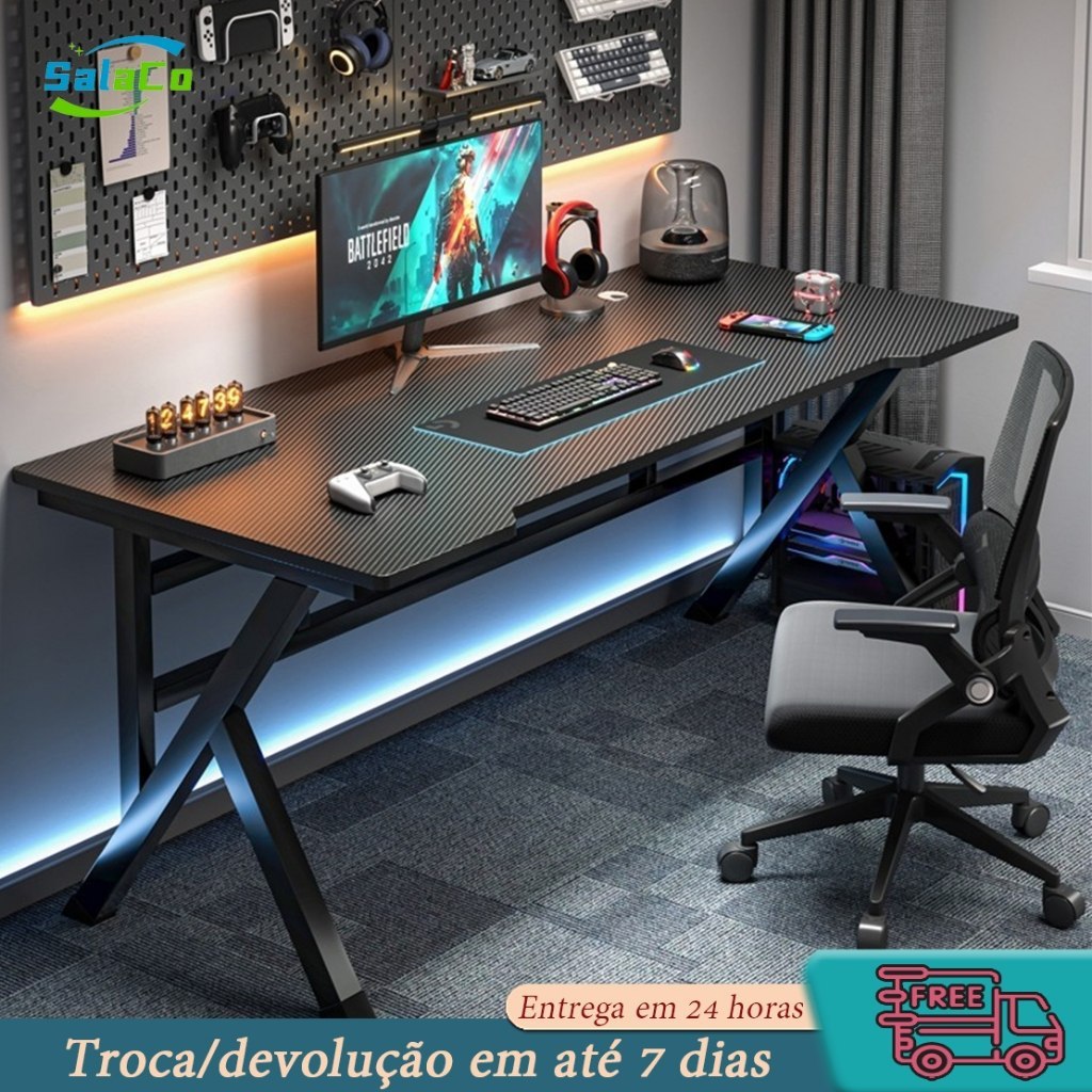 🛍️ Mesa de computador, mesa de jogos para casa e cadeira, mesa de trabalho simples para q