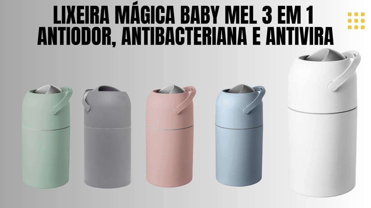 🫧 Lixeira Mágica Baby Mel - 3 em 1 Antiodor, Antibacteriana e Antiviral