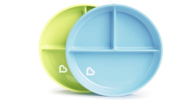 🫧 Munchkin Pratos Stay Put, com base de sucção, azul/verde