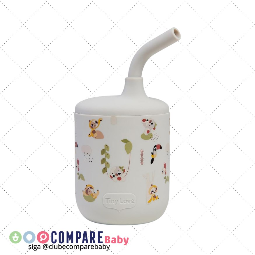 😍 Copo com Canudo em Silicone, Tiny Love, Boho Chic