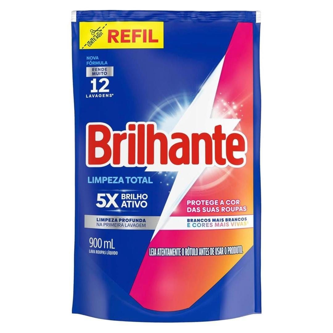 Brilhante Sabão Liquido Limpeza Total Refil 900 Ml