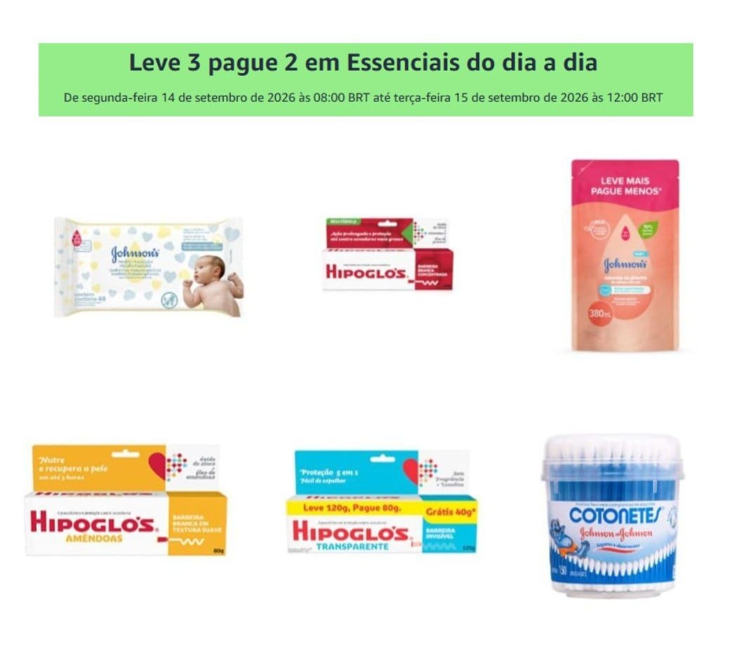 Leve 3 pague 2 em Essenciais do dia a dia