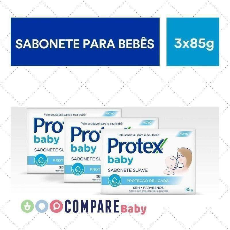 😍 Sabonete em Barra Para Bebê Protex Baby Delicate Care 85G 3 Unidades