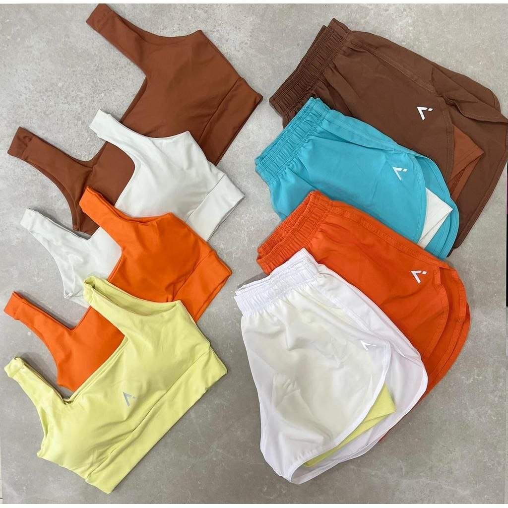 - Conjunto Short Duplo Tactel Poliamida Fitness Academia Treino