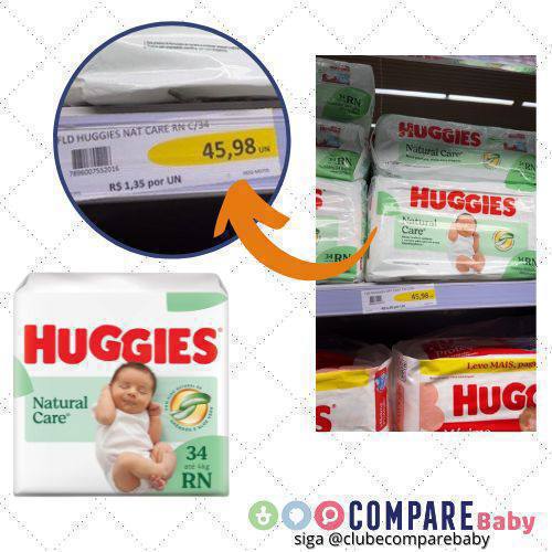 😍 Huggies Fralda Premium Natural Care RN 34 Un (Embalagem pode variar)