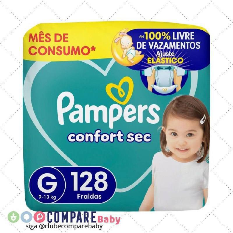 😍 Fralda Pampers Confort Sec Tamanho G 128 Unidades