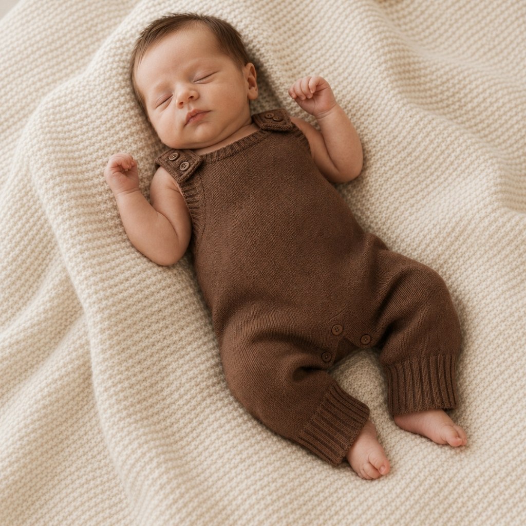 🛍️ Macacão Jardineira Bebê Tricot Premium Macio Botões Ombro Saída Maternidade