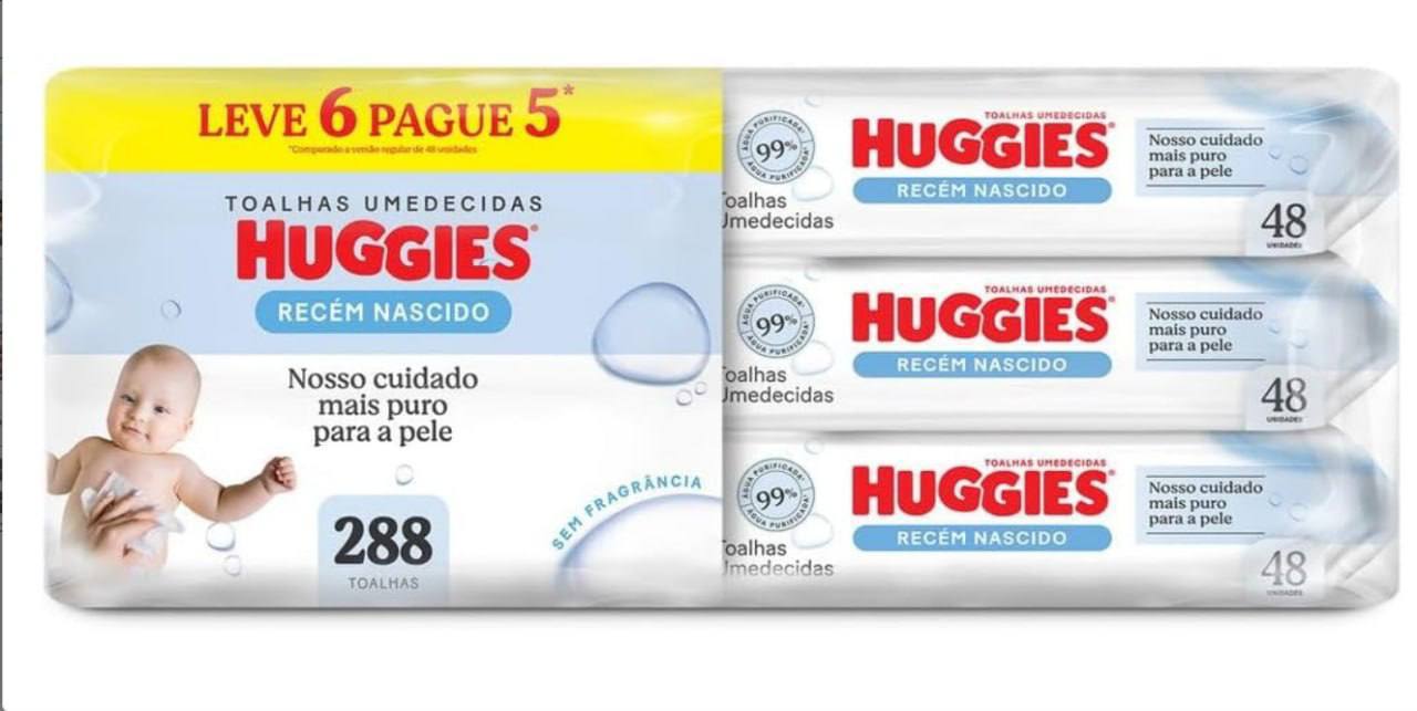 🫧  Lenços Umedecidos Huggies Recém-Nascido Sem Fragrância 6x48U