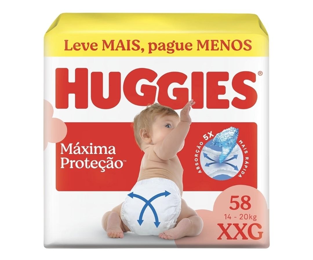 Fralda Huggies Supreme Care XXG com 58 unidades