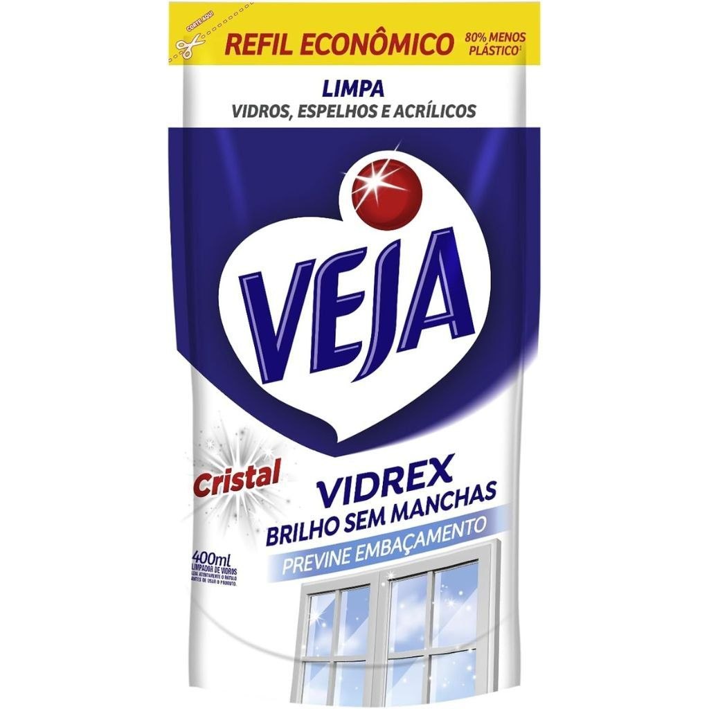 Veja Limpa Vidros Vidrex Cristal Refil 400ml