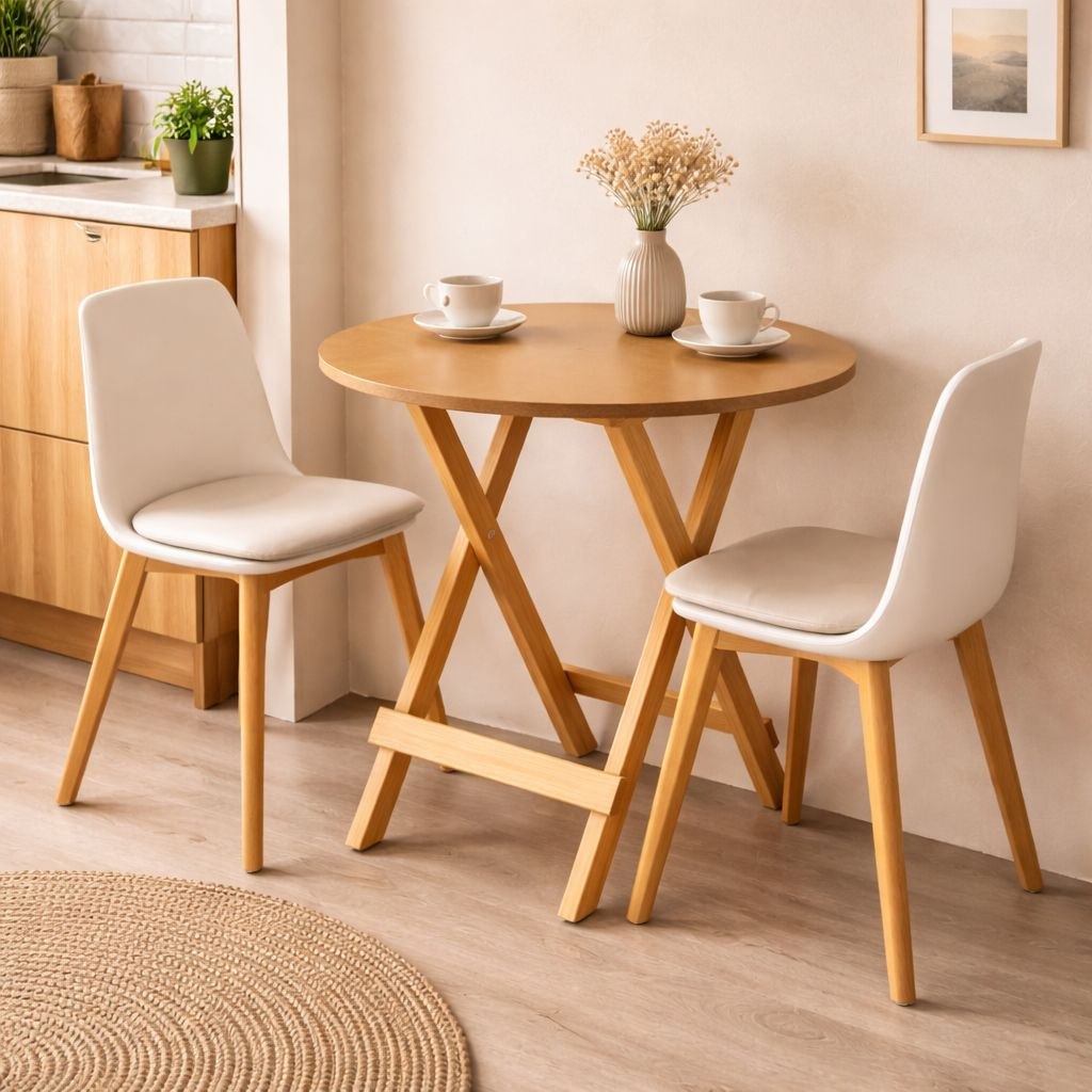 - Mesa Redonda MDF Compacta – Perfeita para Kitnet e Espaços Pequenos