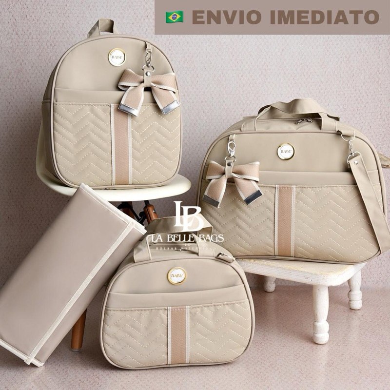 🛍️ bolsa maternidade com 4 peças luxo mochila bolsa pequena e trocador para bebê menino e