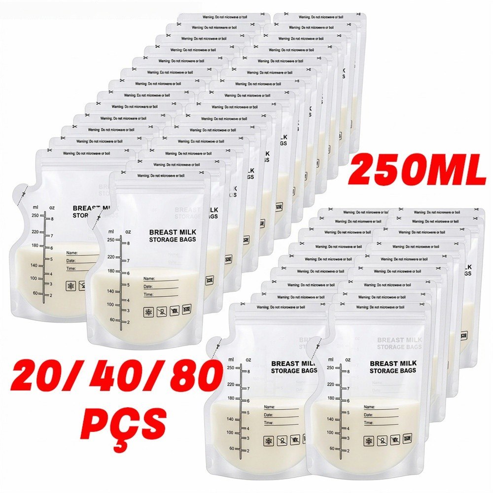 🛍️ Kit 20/40/80 Pçs Un Saco Saquinhos Congelar Leite Maternidade Bebê