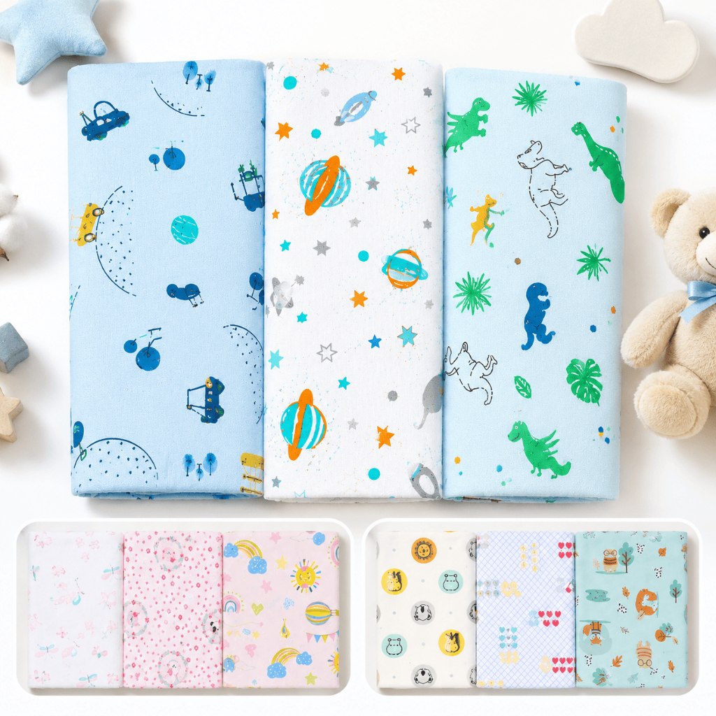 🛍️ Cueiro Estampado Flanelado Bebê Kit 3 Unidades 80X50CM Papi