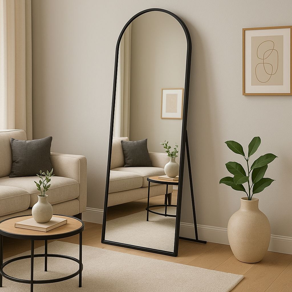- Espelho Corpo Inteiro 40cm x 110cm Grande De Chão Portal Moldura Couro Decoração Sala Lo
