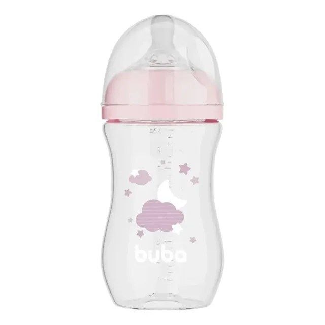 🛍️ Mamadeira Easy Flow 270ml Anticólica Evita Gases Buba Rosa N Rosa Nuvem