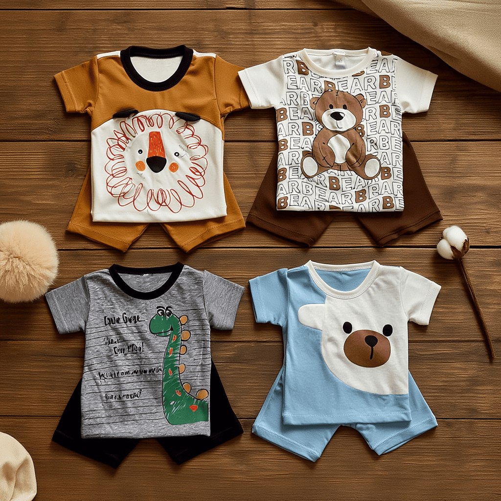 🛍️ Kit Conjuntos Menino Roupa de Bebê Masculino Verão Camisas Sortidos Enxoval De Bebê Ma