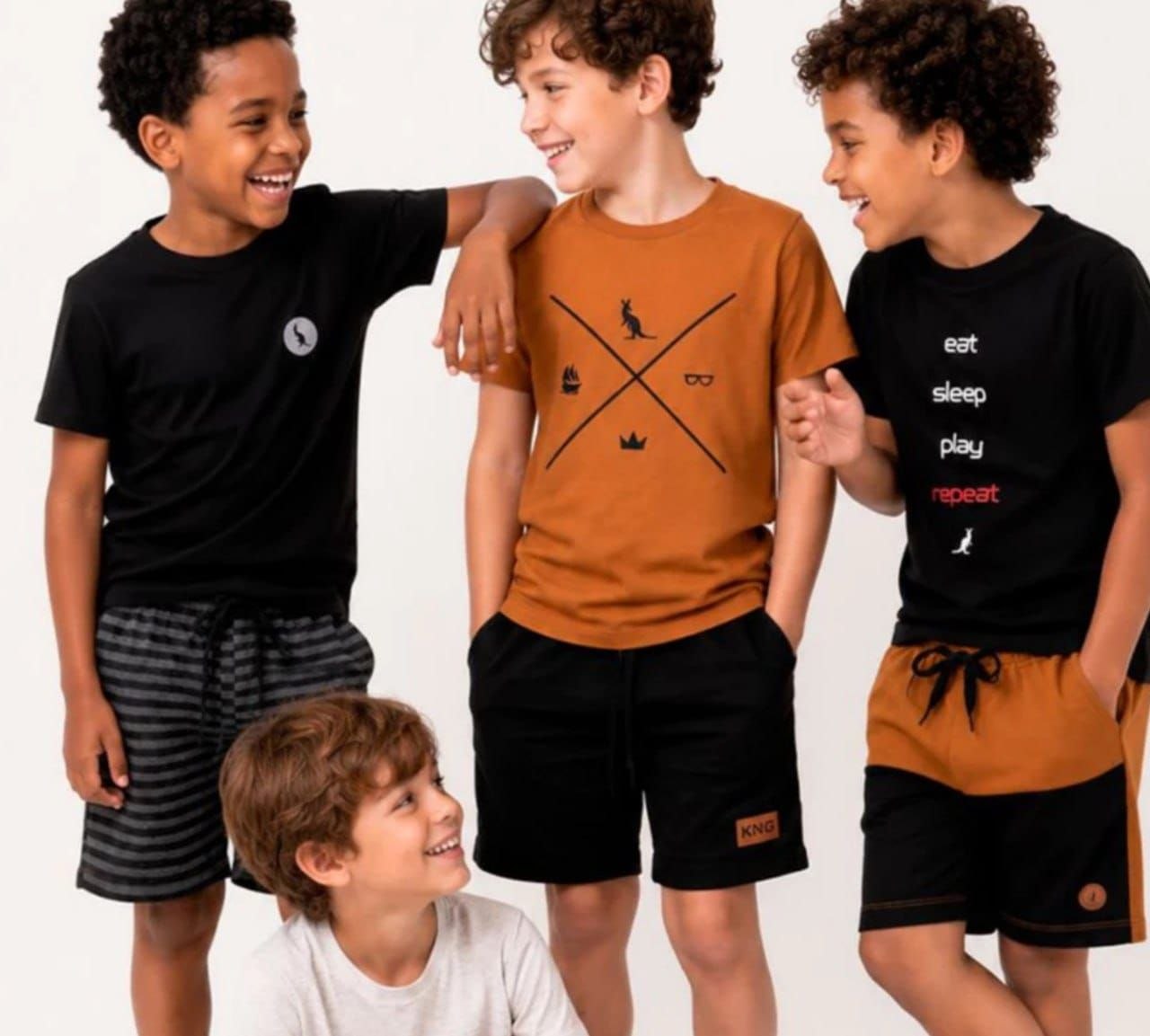Kit 4 Peças Conjunto Infantil Bebê Menino Verão Algodão (tam 1 ao 12)