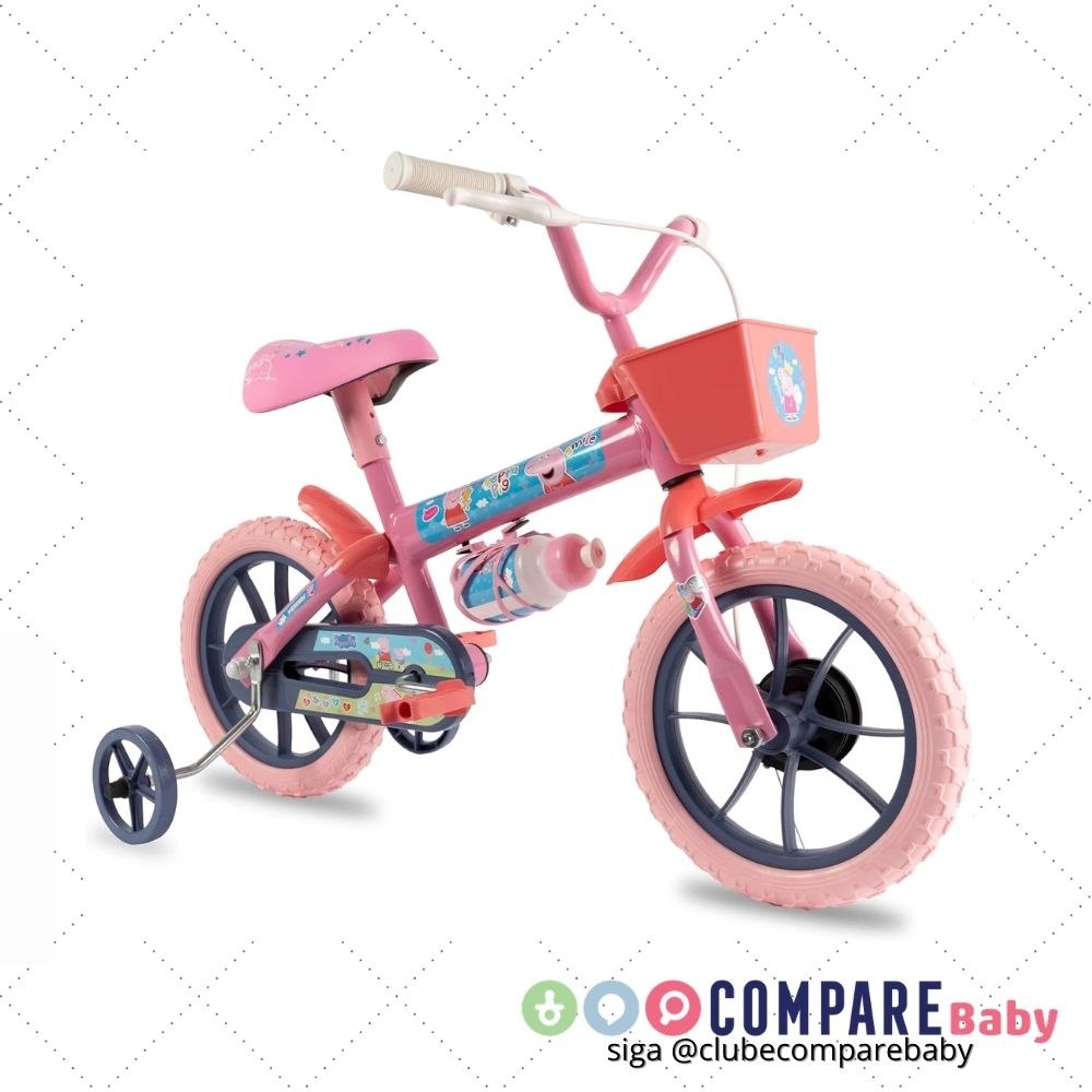 😍 Verden Bicicleta Infantil Peppa George Aro 12 com cestinha rodinhas de apoio e garrafin