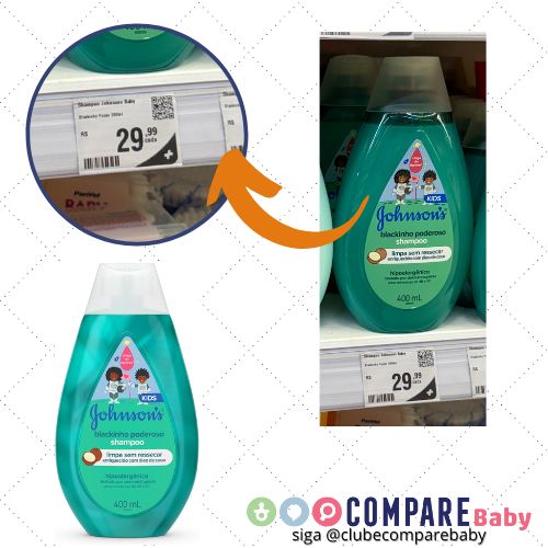 😍 Johnson's Baby Shampoo Infantil Para Cabelos Crespos Blackinho Poderoso, 400ml
