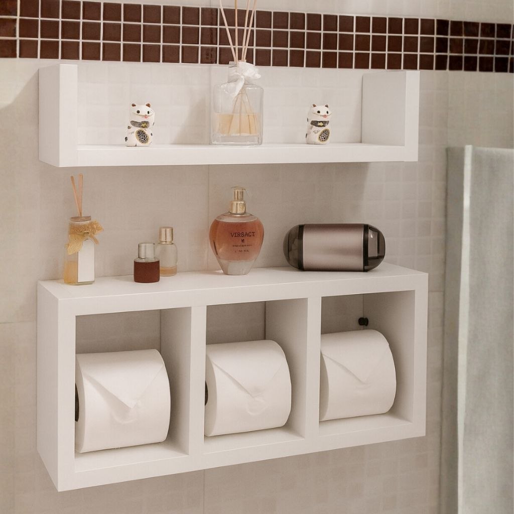 - Nicho Prateleira 2 Unidades MDF Branco Decoração Instalação Invisível alta qualidade