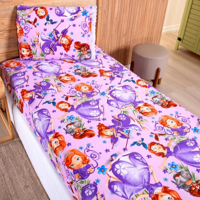 🛍️ Jogo Lençol Solteiro 02 Peças Microfibra Estampas Infantis Criança Azul Rosa Verde