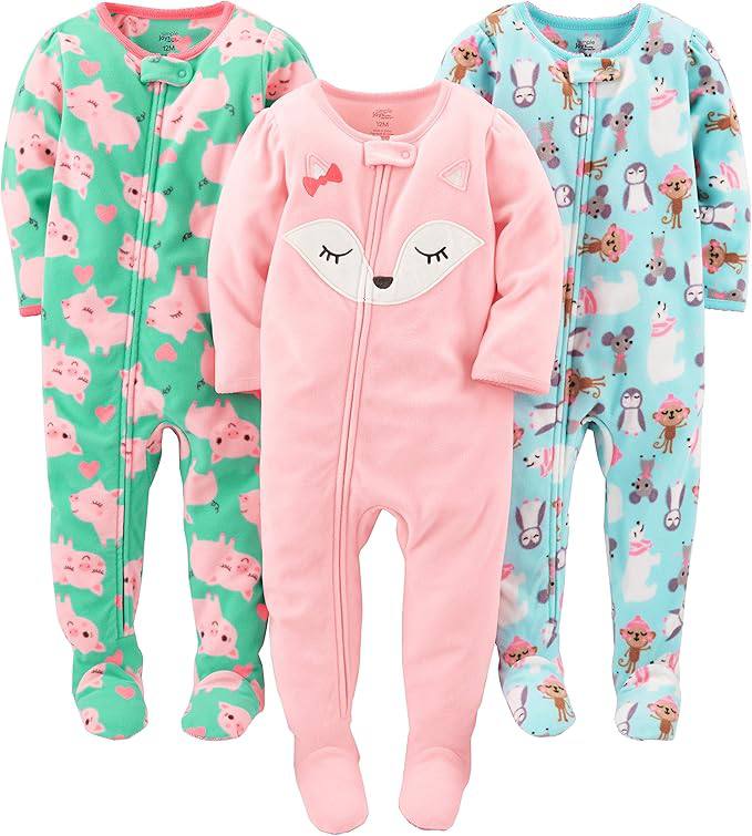 🫧  Simple Joys by Carter's Pijama de lã resistente a chamas com pés para meninas, Tam 12