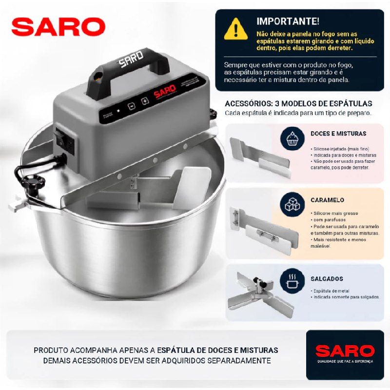 🎂 Panela Misturadeira Automática 10L Brigadeiro Doces e Massas Saro Bivolt