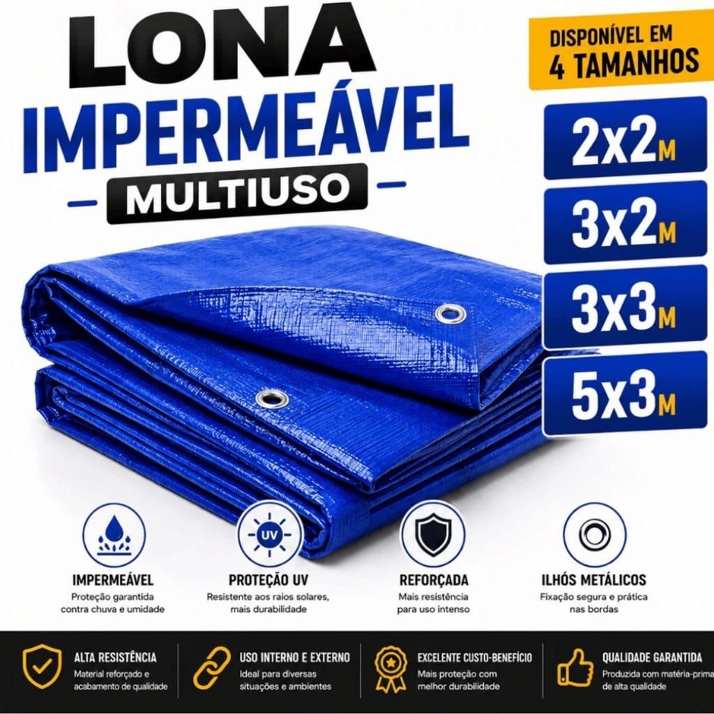 🛍️ Lona Impermeável Reforçada Multiuso Polietileno Piscina  Cobertura Proteção UV com Ilh