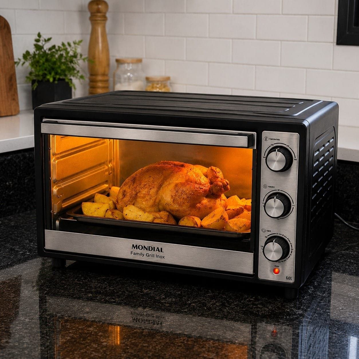 Forno Elétrico Mondial 60l Frn-60-bi 1800w Preto/inox