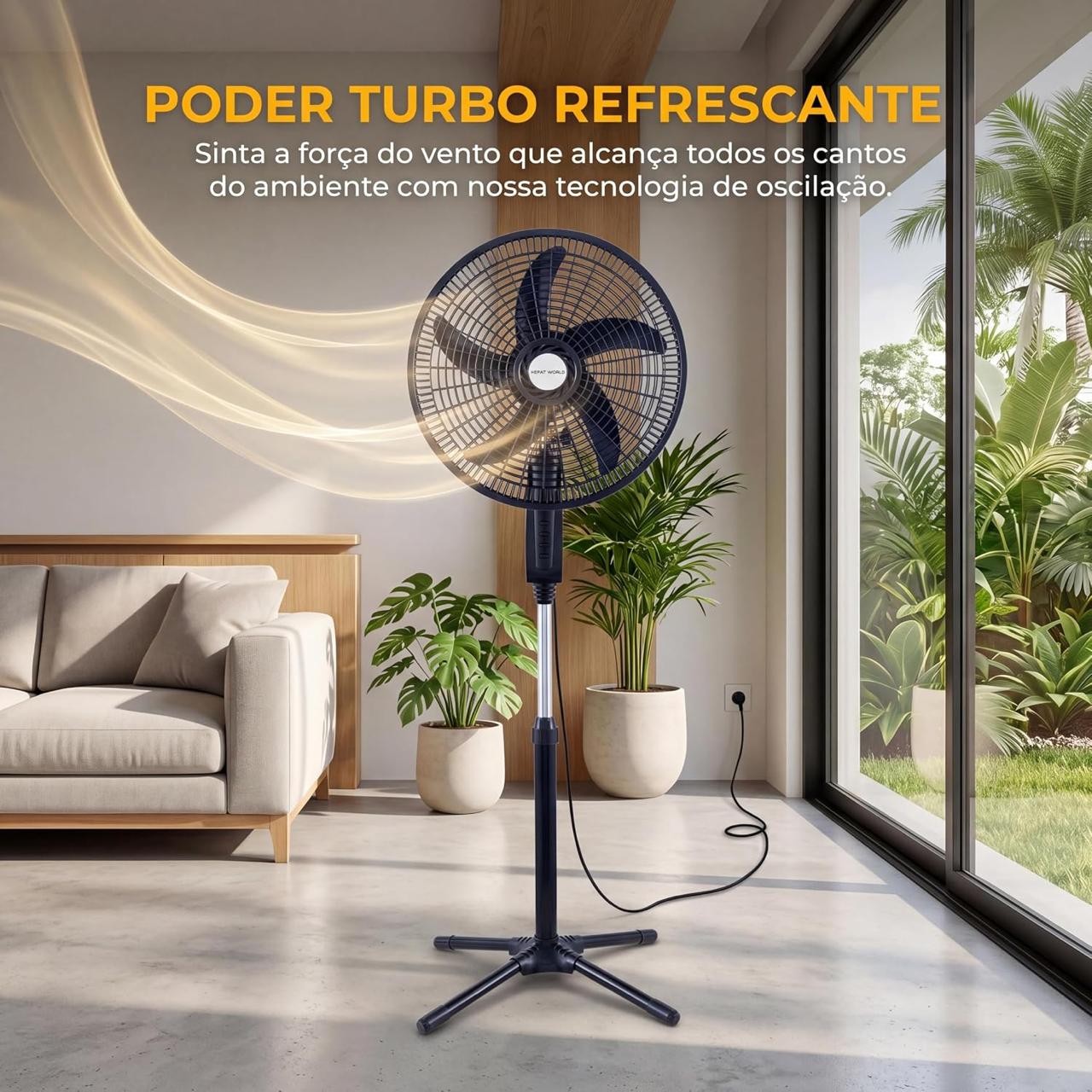 🛍️ HEPTA WORLD Ventilador de Coluna, Resfriamento, Silencioso, Design Slim para Casa Escr
