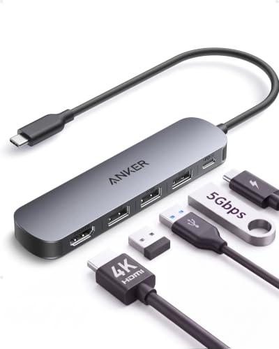 🛍️ Anker Hub USB-C 5 em 1, HDMI 4K@30Hz, 2* USB, 5Gbps USB 3.0 e USB-C PD 100W