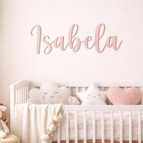 🛍️ Nome Personalizado em MDF 3mm 60cm de Largura - Decoração Quarto de Bebê