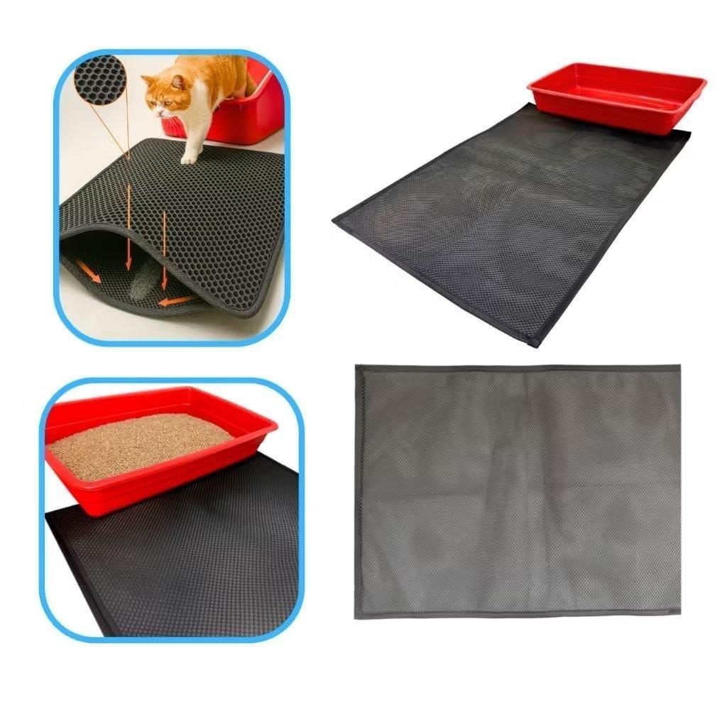 🛍️ Kit 2 e 1 Tapete segura areia anti sujeita coletor limpa patas gato sanitário