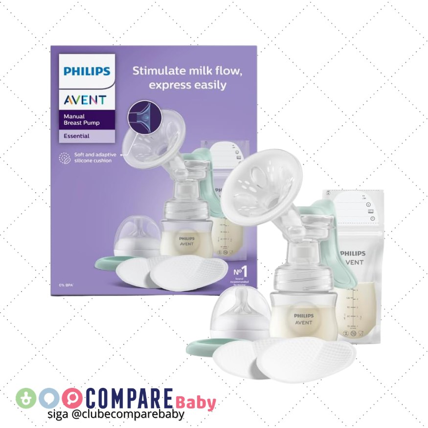 😍 Kit Extrator Manual Essential Philips Avent – 1 un Extrator de leite com almofada de si