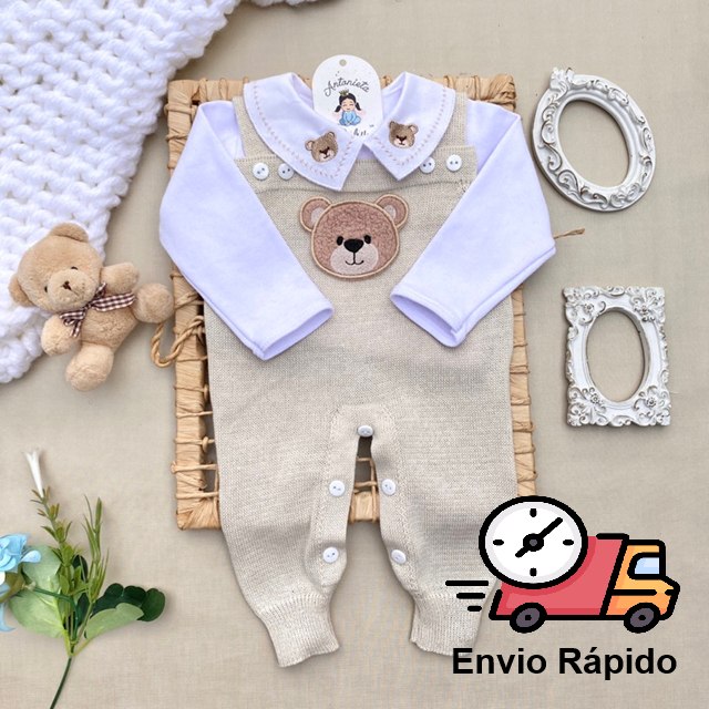 🛍️ Saida de maternidade Conjunto Tricot Carinho Bege