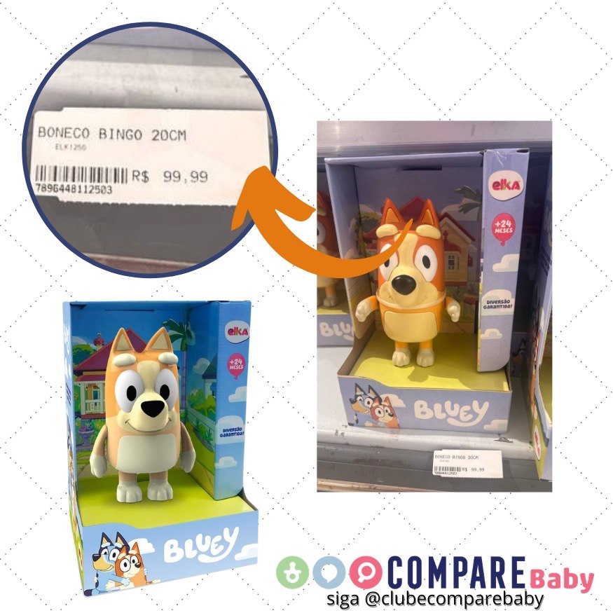 😍 Boneca Bingo Elka, 21 cm, Bluey, Boneco