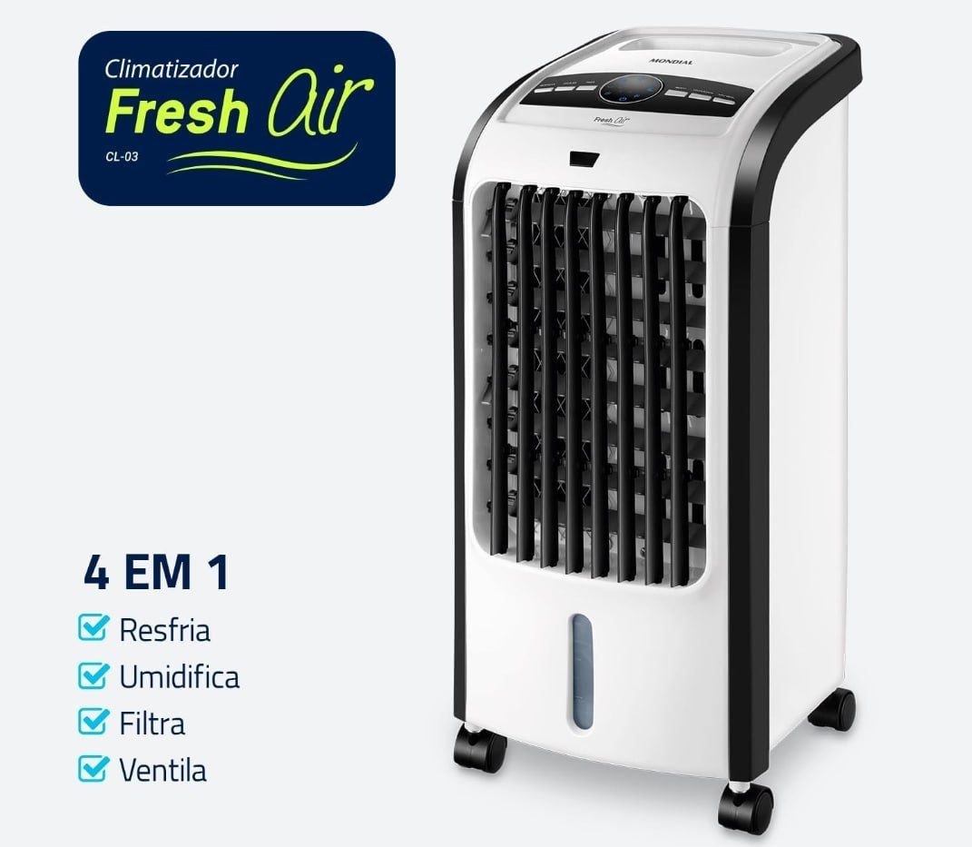 Climatizador Flash Air Mondial Branco/Preto 80W - CL-03 (110V)