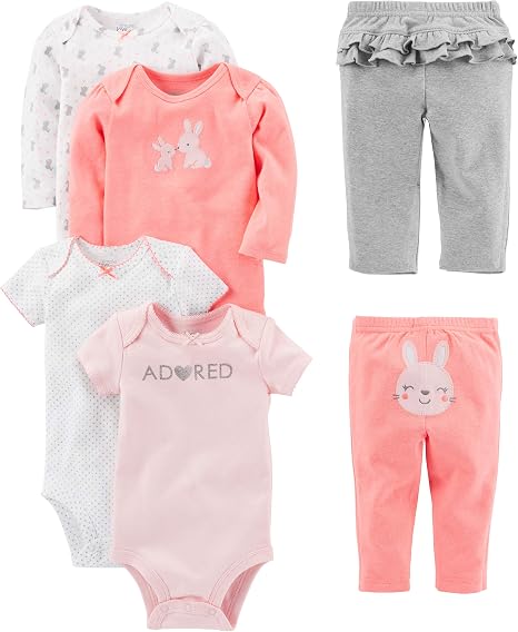 🫧 Conjunto de calças 6-piece Bodysuits (Short and Long Sleeve) and Pants Set Simple Joys